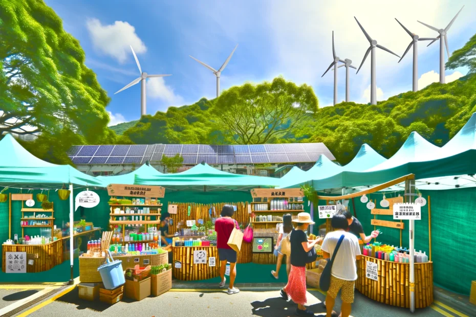 depiction of the marketplace with a focus on realistic sustainable marketing practices